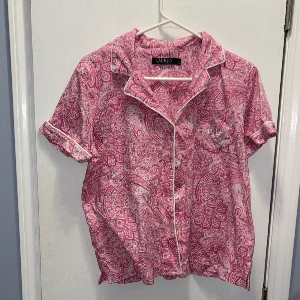 Lauren Ralph Lauren Pink Paisley Button-Up Top